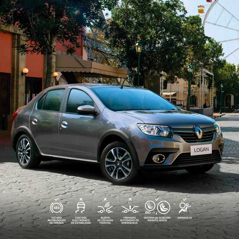 Renault Logan sedán blanco para alquiler en Bogotá